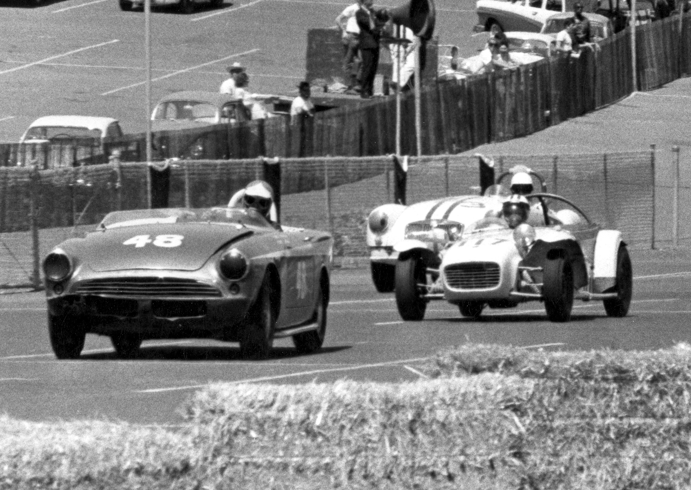 Steve Froines leads Lotus 7 of Ted Herman - Candlestick April 1964